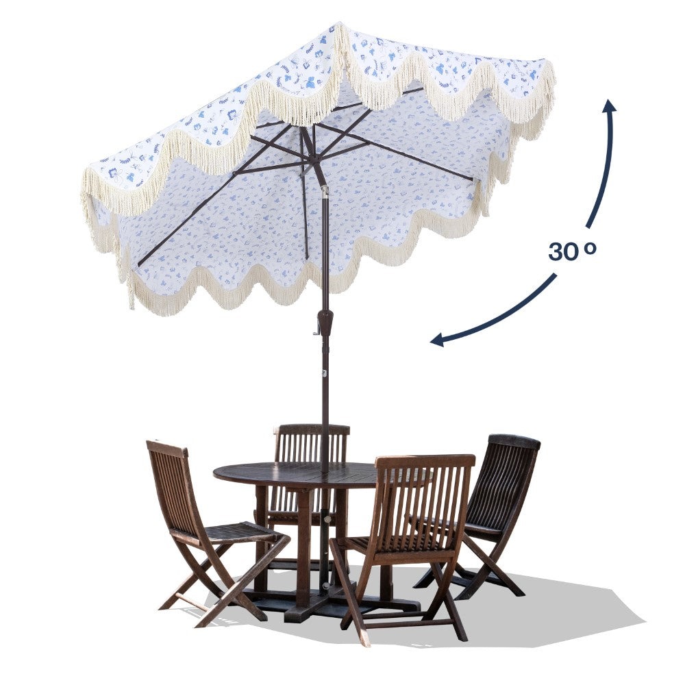 Gavin 9 ft. Classic Cottage Tassel Market Patio Umbrella
