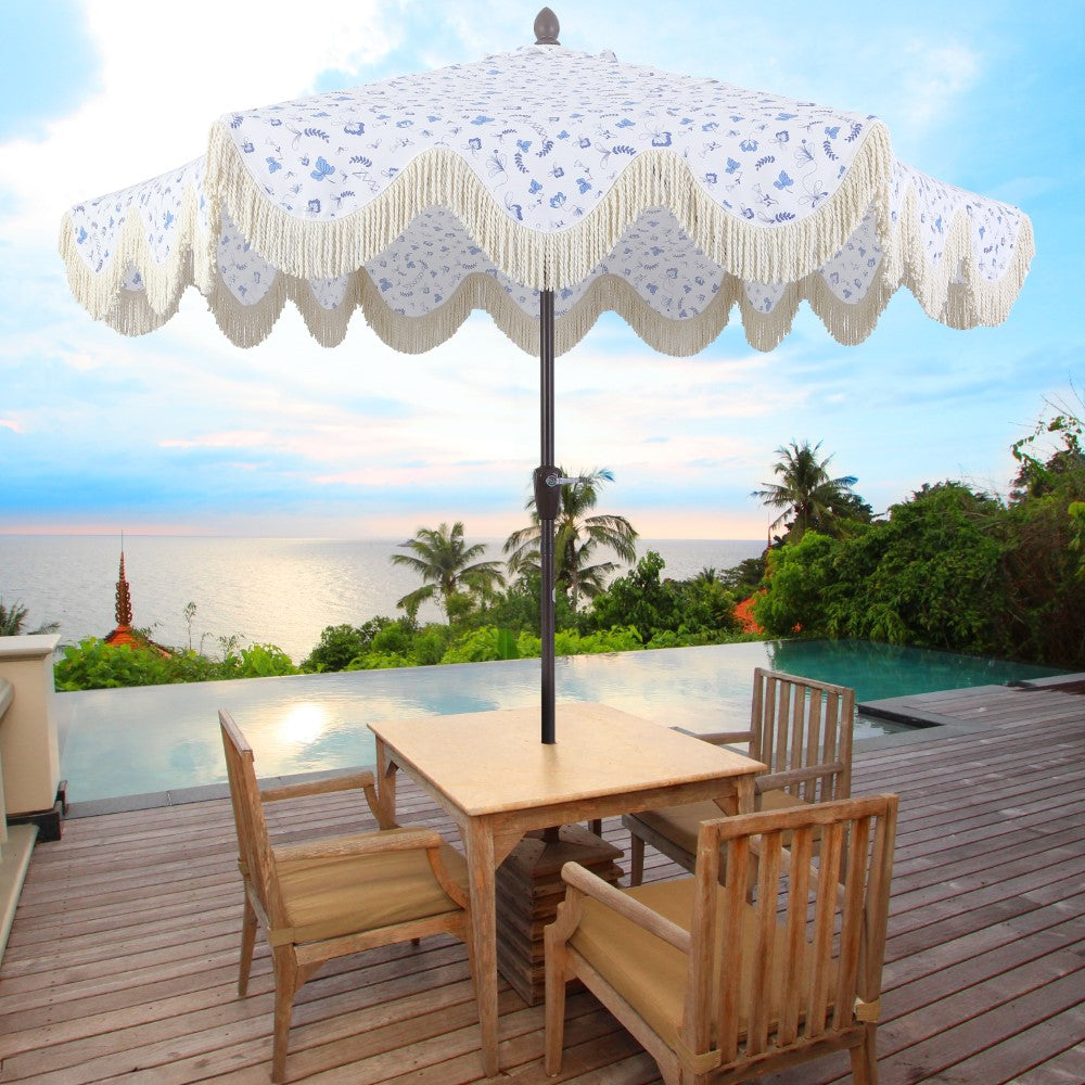 Gavin 9 ft. Classic Cottage Tassel Market Patio Umbrella