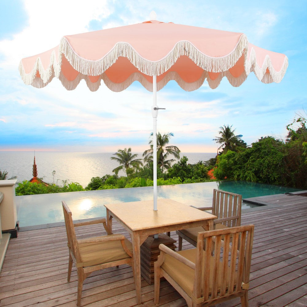 Gavin 9 ft. Classic Cottage Tassel Market Patio Umbrella