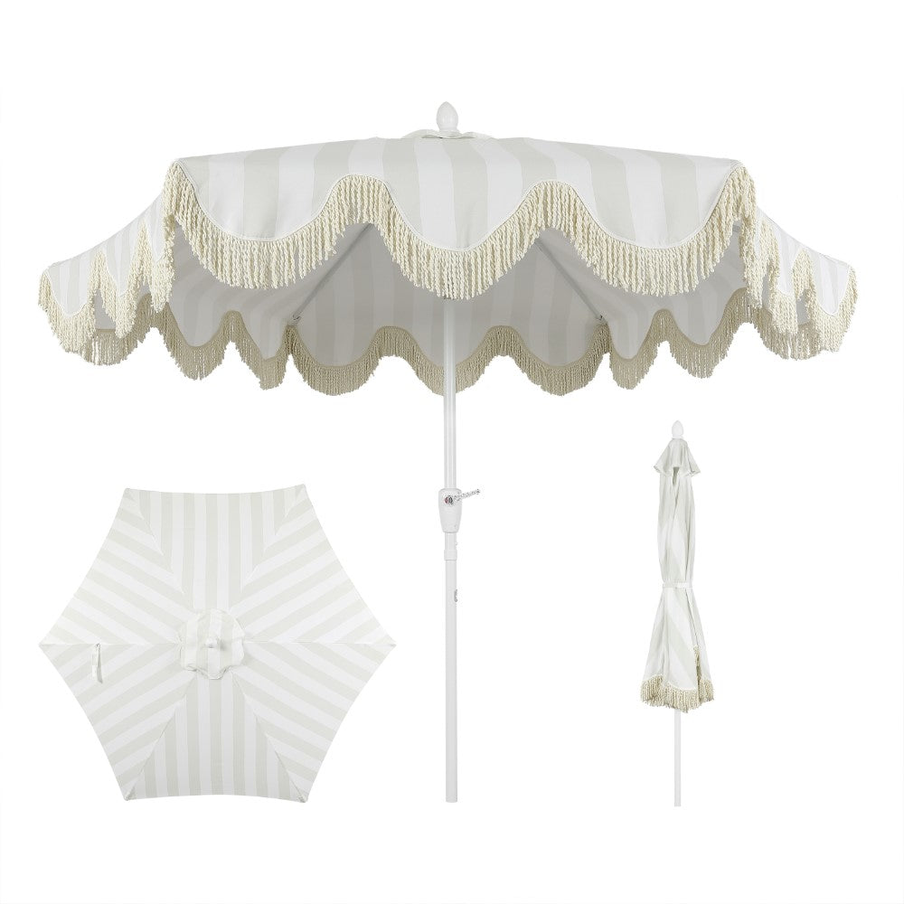 Gavin 9 ft. Classic Cottage Tassel Market Patio Umbrella