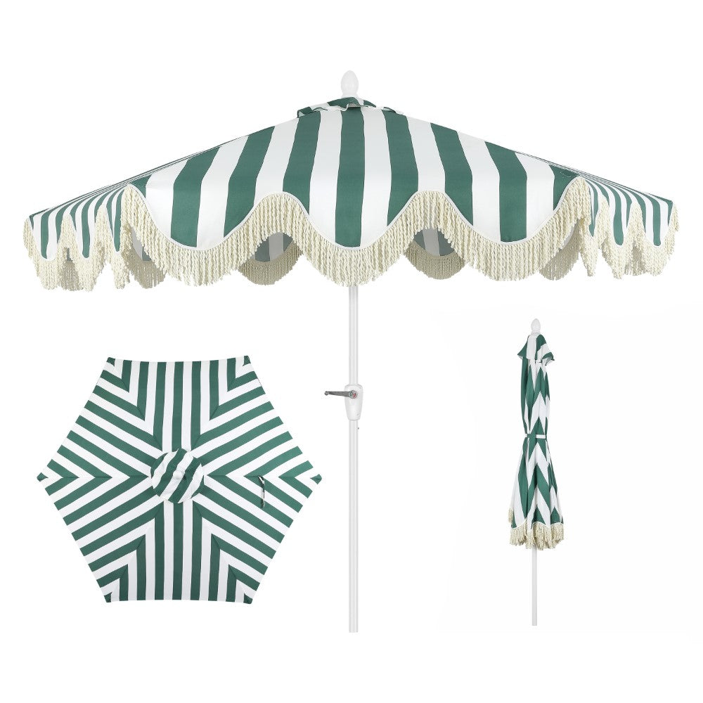 Gavin 9 ft. Classic Cottage Tassel Market Patio Umbrella