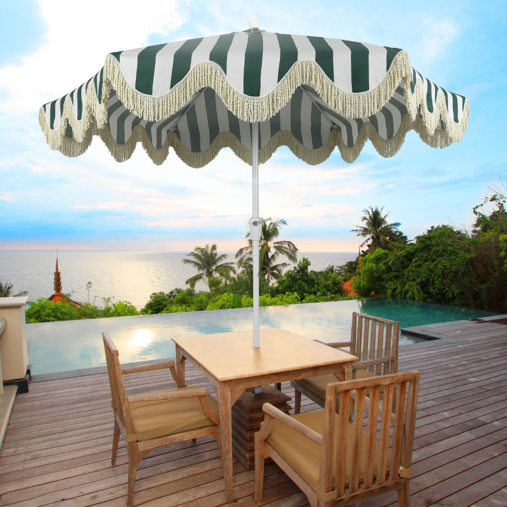Gavin 9 ft. Classic Cottage Tassel Market Patio Umbrella