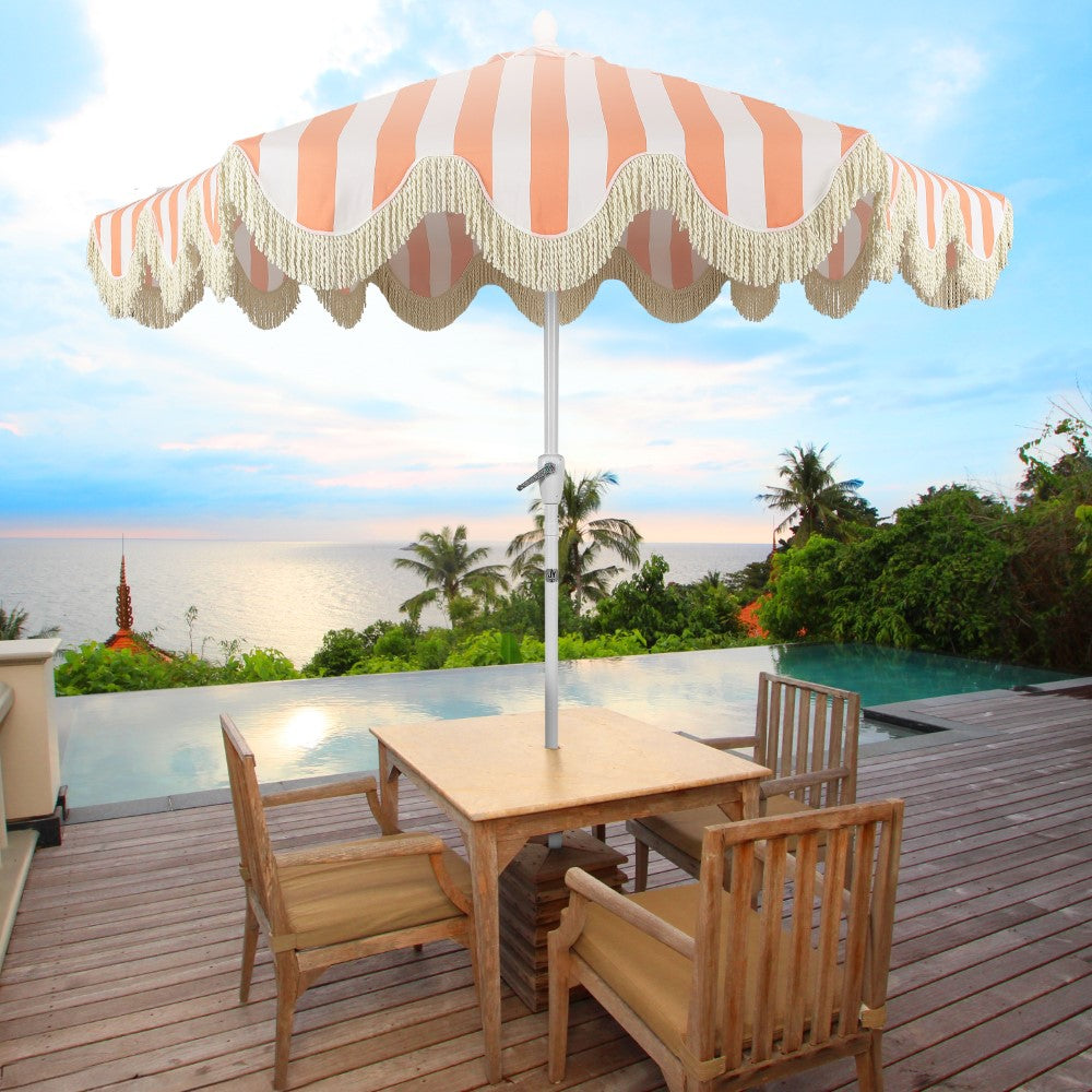 Gavin 9 ft. Classic Cottage Tassel Market Patio Umbrella
