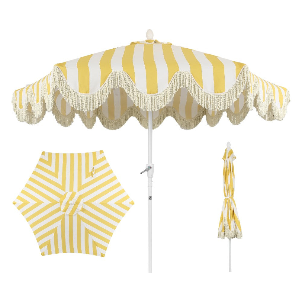 Gavin 9 ft. Classic Cottage Tassel Market Patio Umbrella