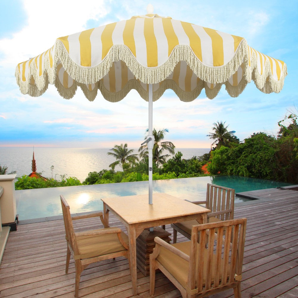 Gavin 9 ft. Classic Cottage Tassel Market Patio Umbrella