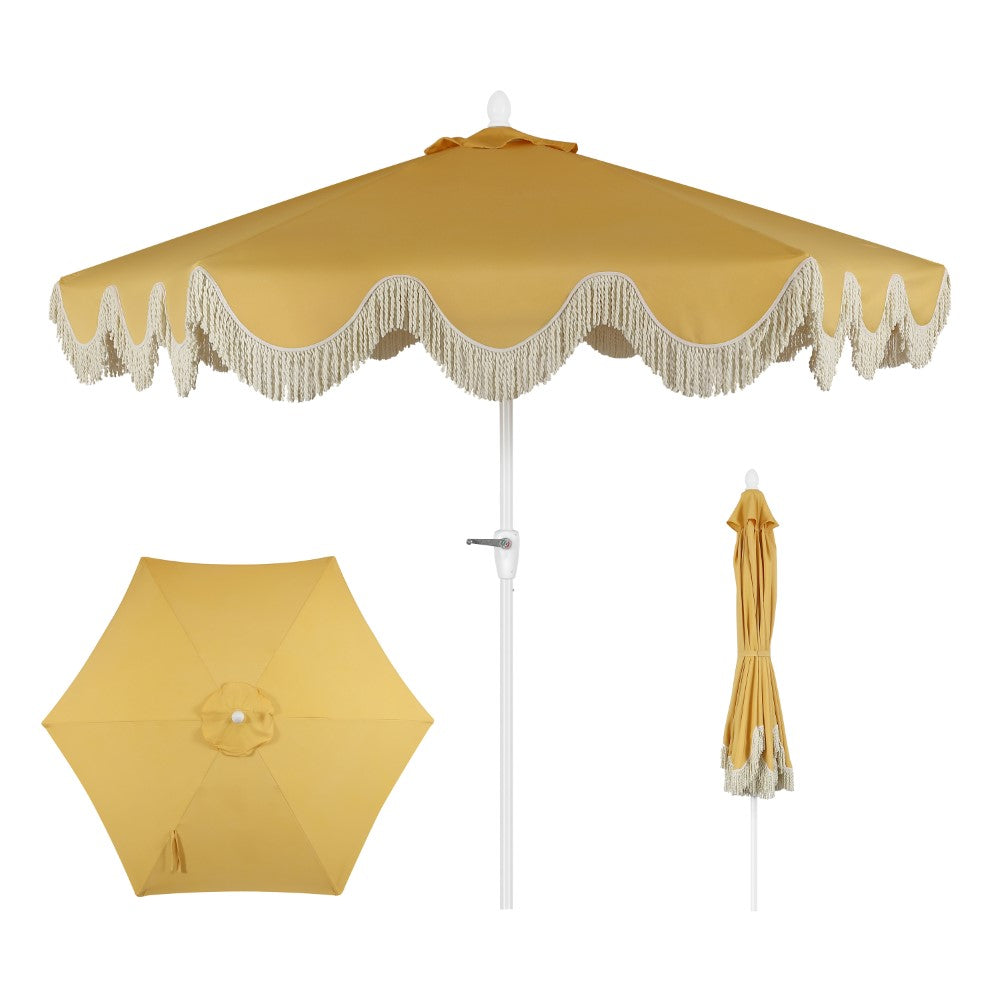 Gavin 9 ft. Classic Cottage Tassel Market Patio Umbrella