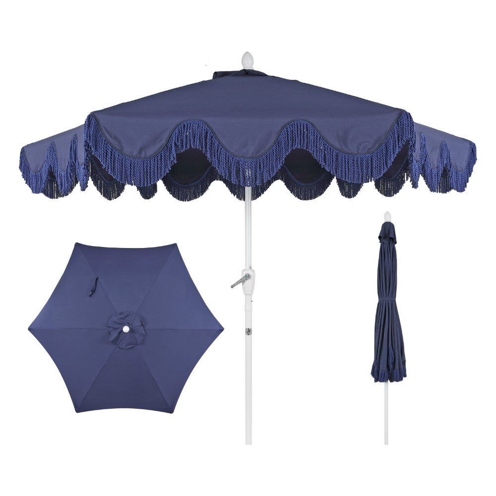Gavin 9 ft. Classic Cottage Tassel Market Patio Umbrella