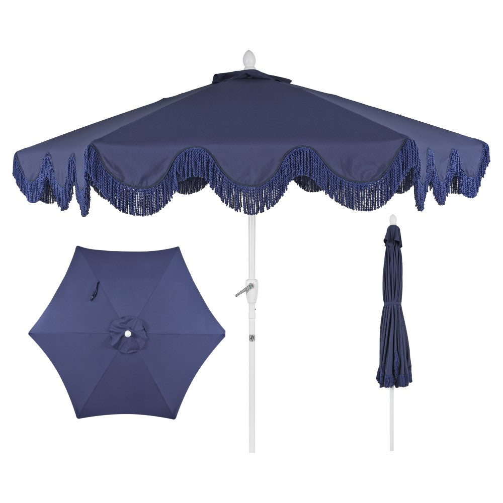 Gavin 9 ft. Classic Cottage Tassel Market Patio Umbrella