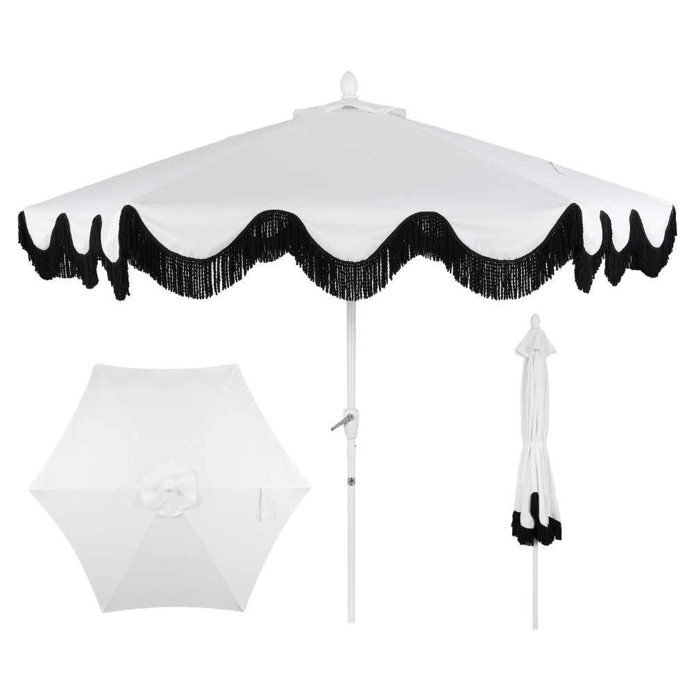 Gavin 9 ft. Classic Cottage Tassel Market Patio Umbrella