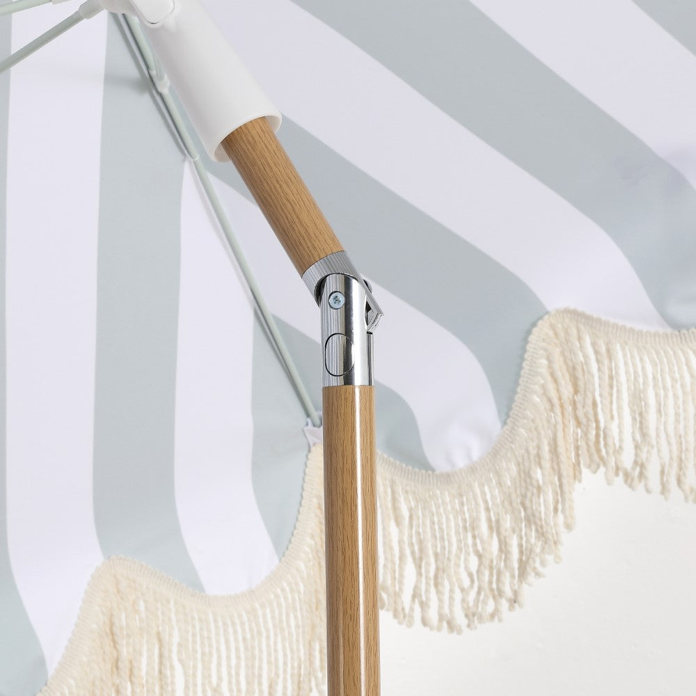 Juniper 6.5 ft. Classic Cottage Fringe Tassel Market Beach Umbrella