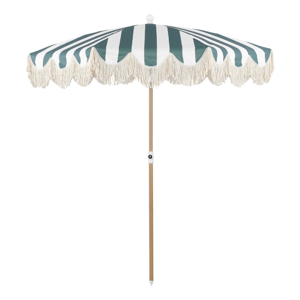 Juniper 6.5 ft. Classic Cottage Fringe Tassel Market Beach Umbrella