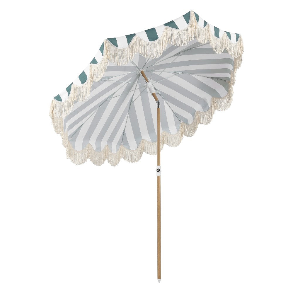 Juniper 6.5 ft. Classic Cottage Fringe Tassel Market Beach Umbrella