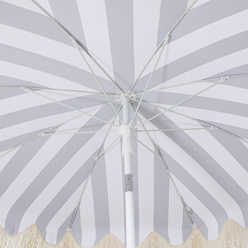 Juniper 6.5 ft. Classic Cottage Fringe Tassel Market Beach Umbrella