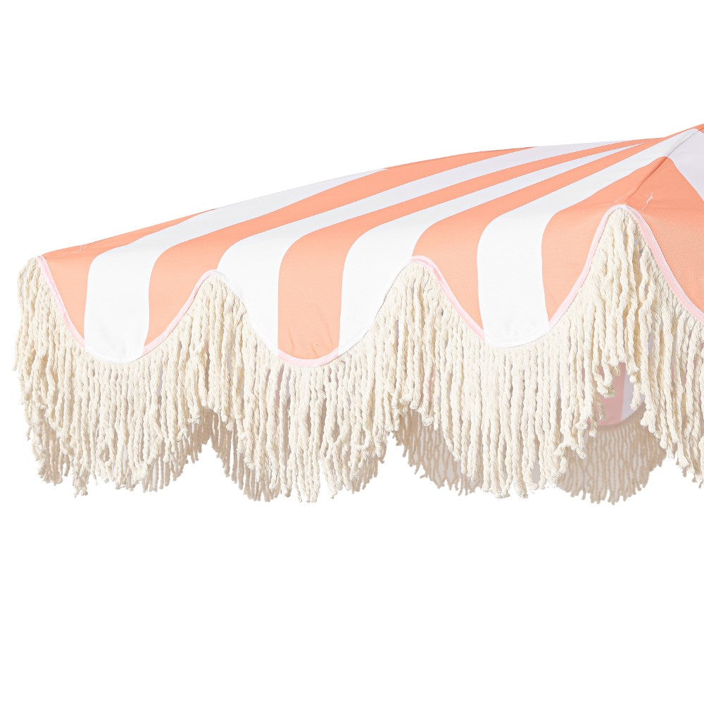 Juniper 6.5 ft. Classic Cottage Fringe Tassel Market Beach Umbrella