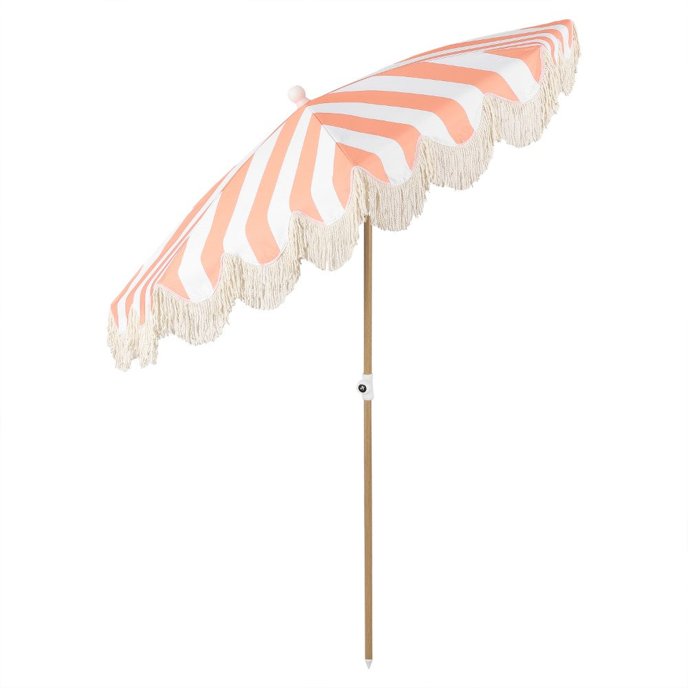 Juniper 6.5 ft. Classic Cottage Fringe Tassel Market Beach Umbrella