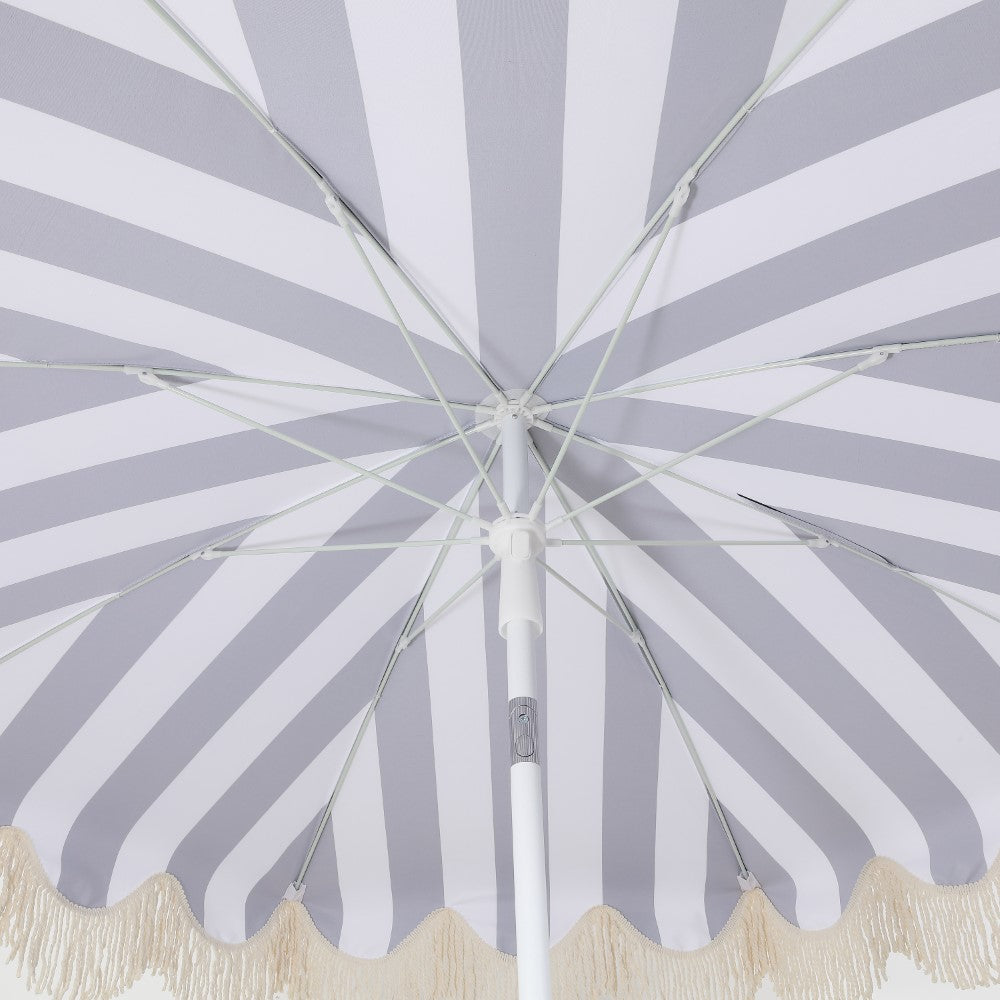 Juniper 6.5 ft. Classic Cottage Fringe Tassel Market Beach Umbrella