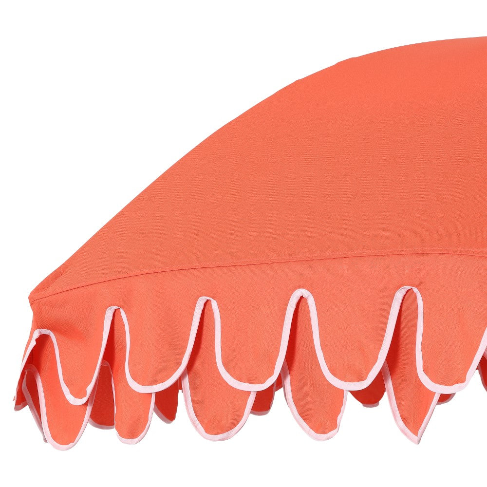 Terra 6.5 ft. Classic MidCentury Scalloped Fringe Market Beach Umbrella