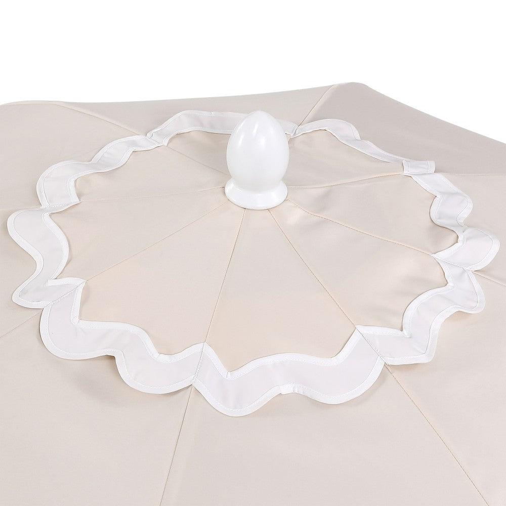 Aspen 8 ft. Classic Bohemian Scalloped Market Patio Umbrella with Auto-Tilt Crank Wind Vent and UV Protection