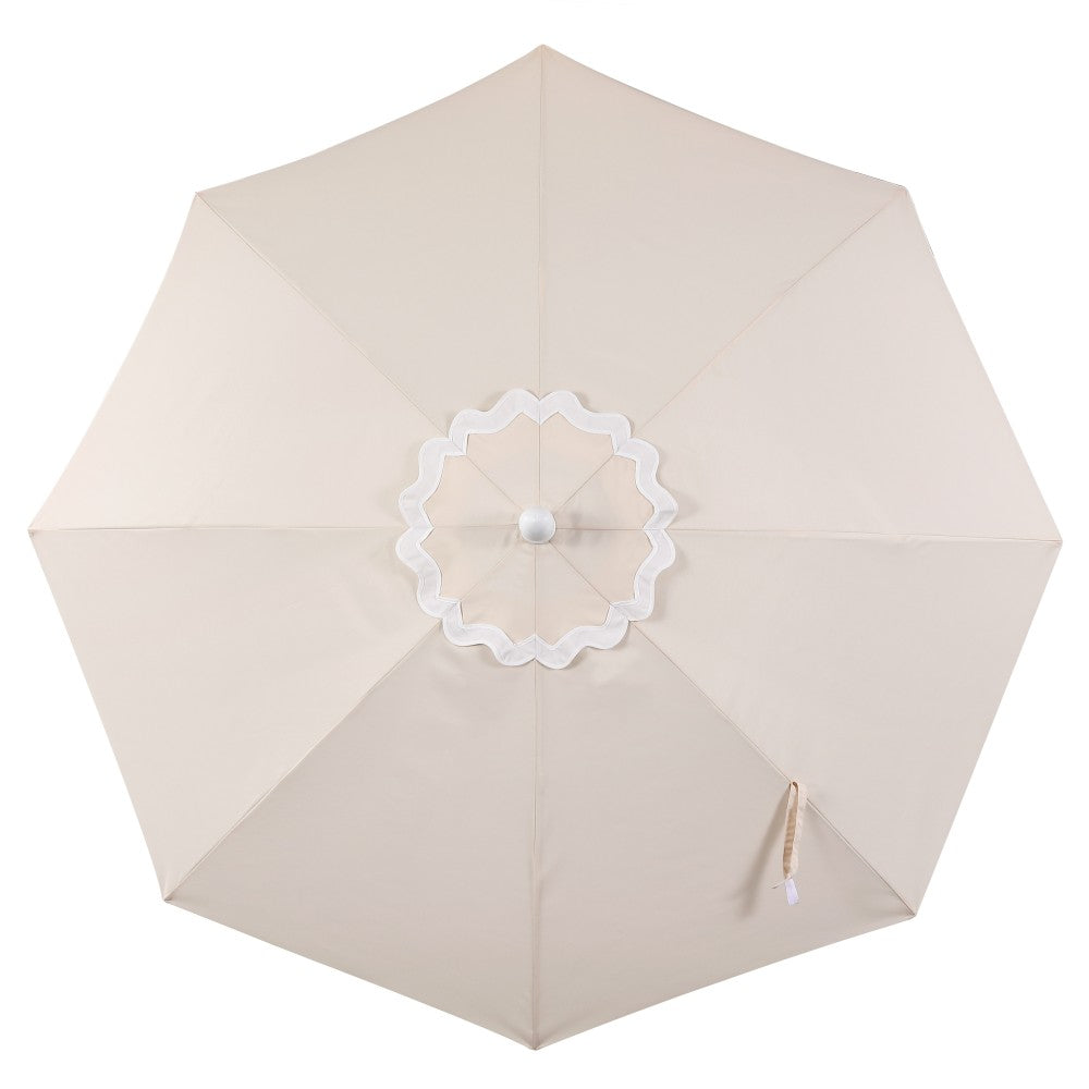 Aspen 8 ft. Classic Bohemian Scalloped Market Patio Umbrella with Auto-Tilt Crank Wind Vent and UV Protection