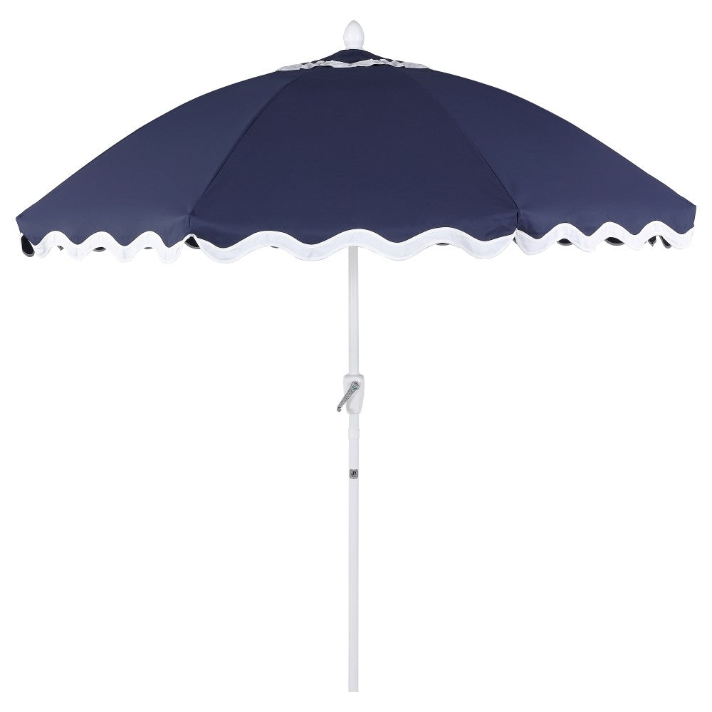 Aspen 8 ft. Classic Bohemian Scalloped Market Patio Umbrella with Auto-Tilt Crank Wind Vent and UV Protection
