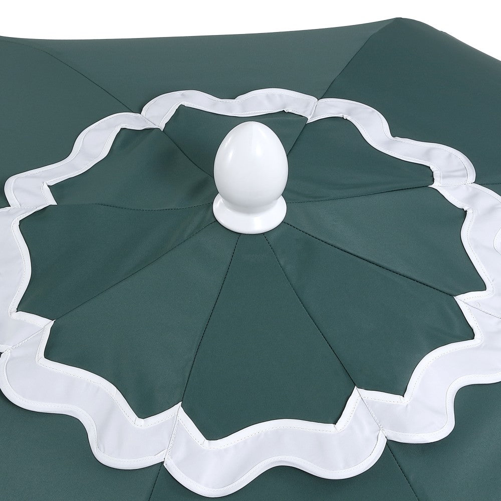 Aspen 8 ft. Classic Bohemian Scalloped Market Patio Umbrella with Auto-Tilt Crank Wind Vent and UV Protection