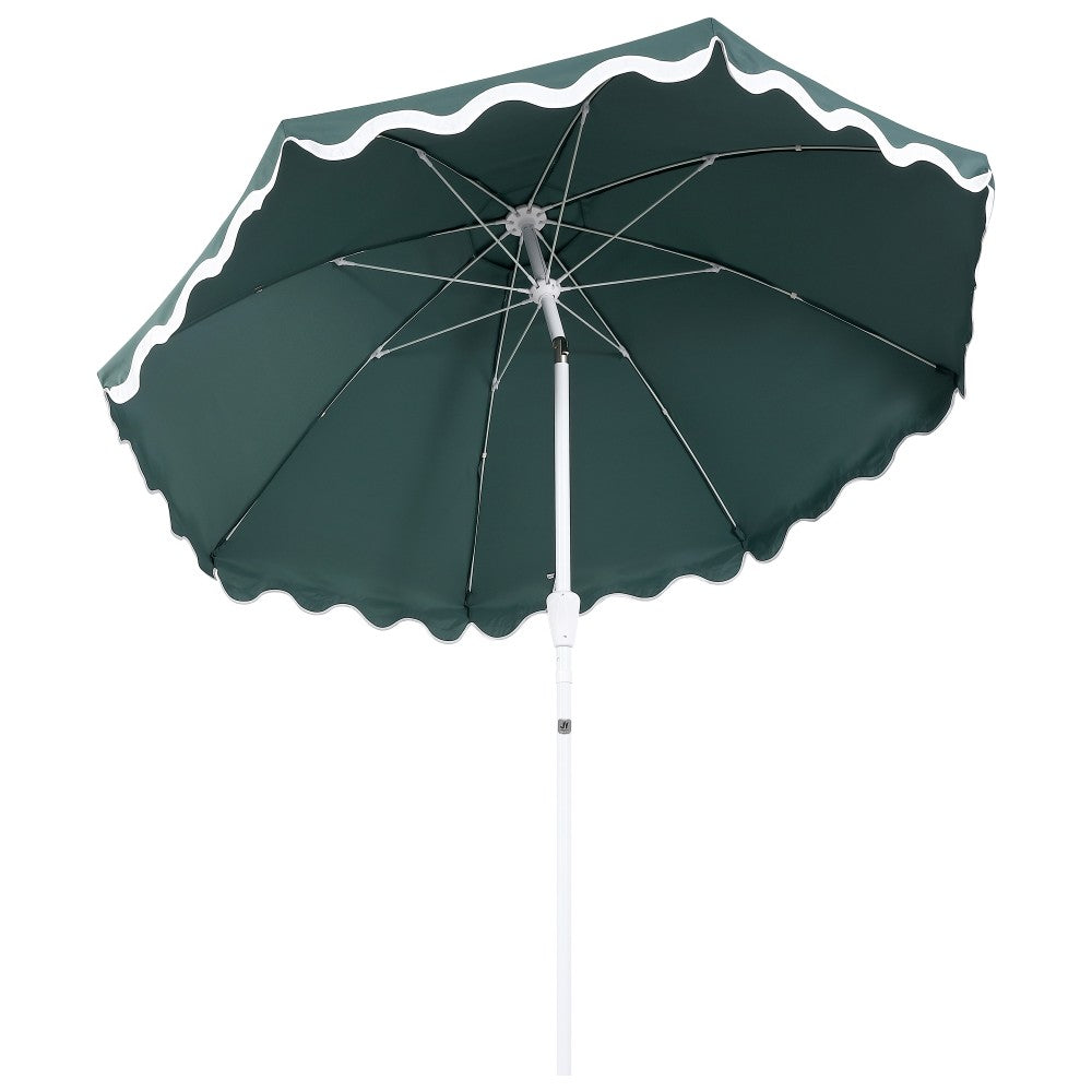 Aspen 8 ft. Classic Bohemian Scalloped Market Patio Umbrella with Auto-Tilt Crank Wind Vent and UV Protection