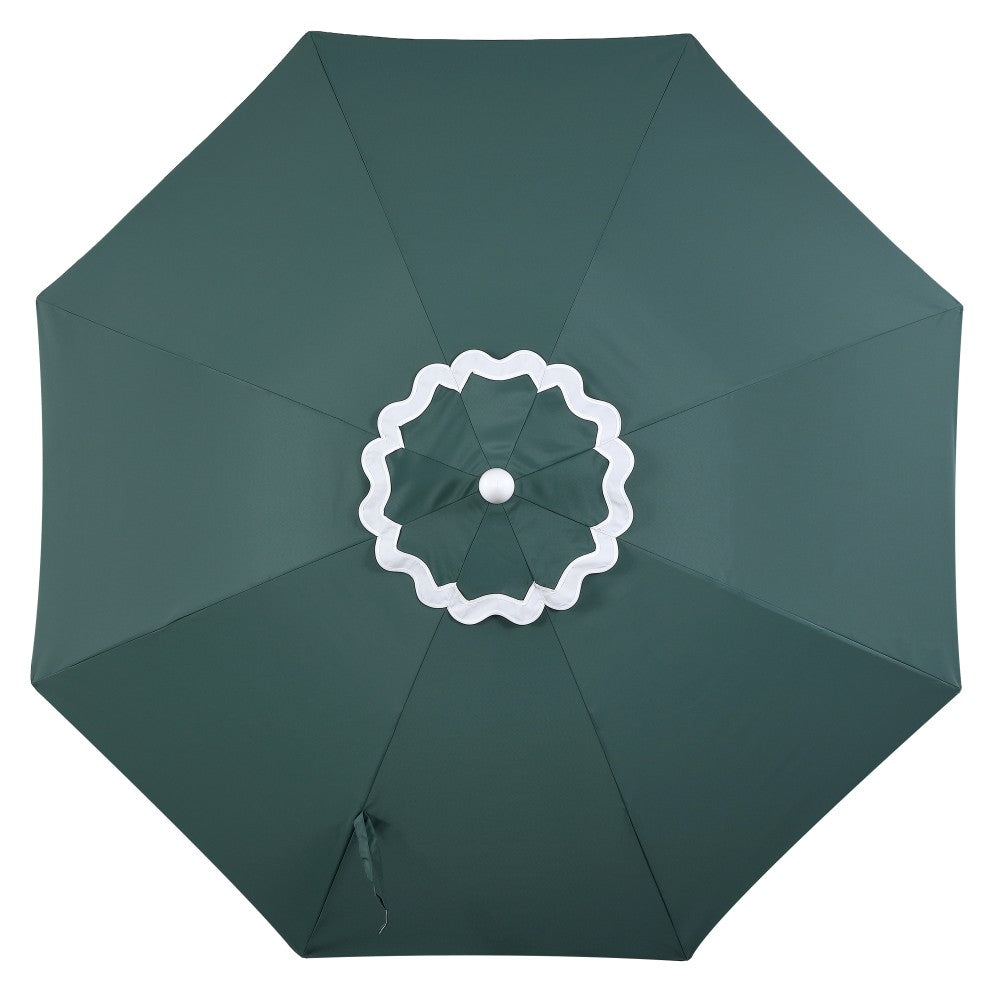 Aspen 8 ft. Classic Bohemian Scalloped Market Patio Umbrella with Auto-Tilt Crank Wind Vent and UV Protection