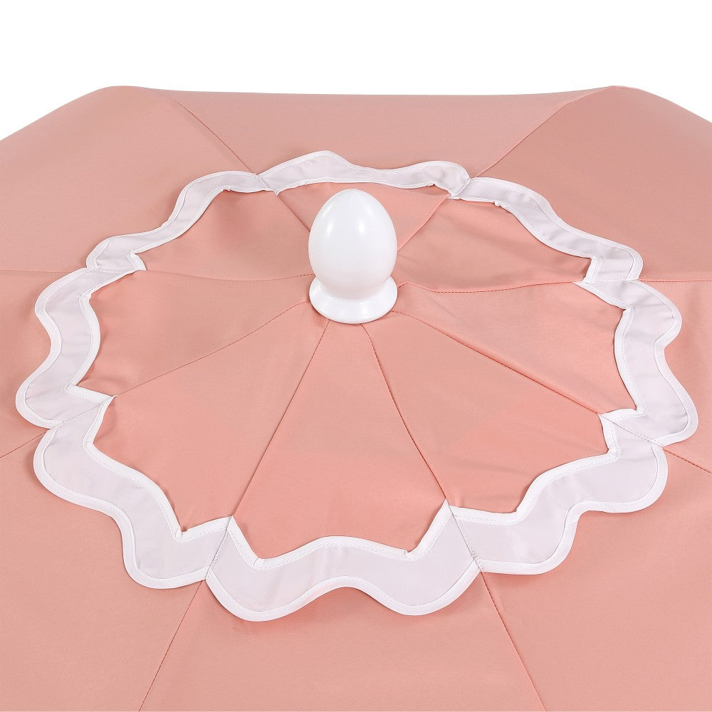 Aspen 8 ft. Classic Bohemian Scalloped Market Patio Umbrella with Auto-Tilt Crank Wind Vent and UV Protection