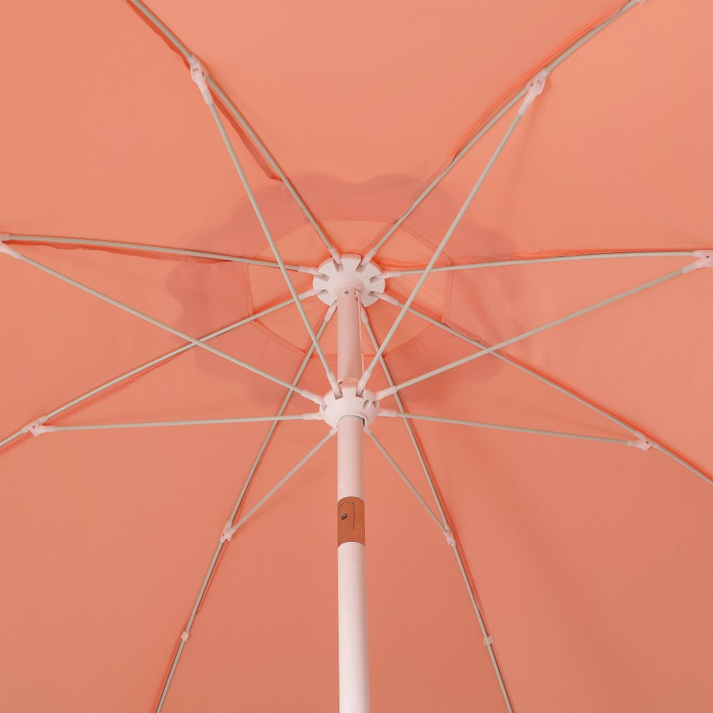 Aspen 8 ft. Classic Bohemian Scalloped Market Patio Umbrella with Auto-Tilt Crank Wind Vent and UV Protection