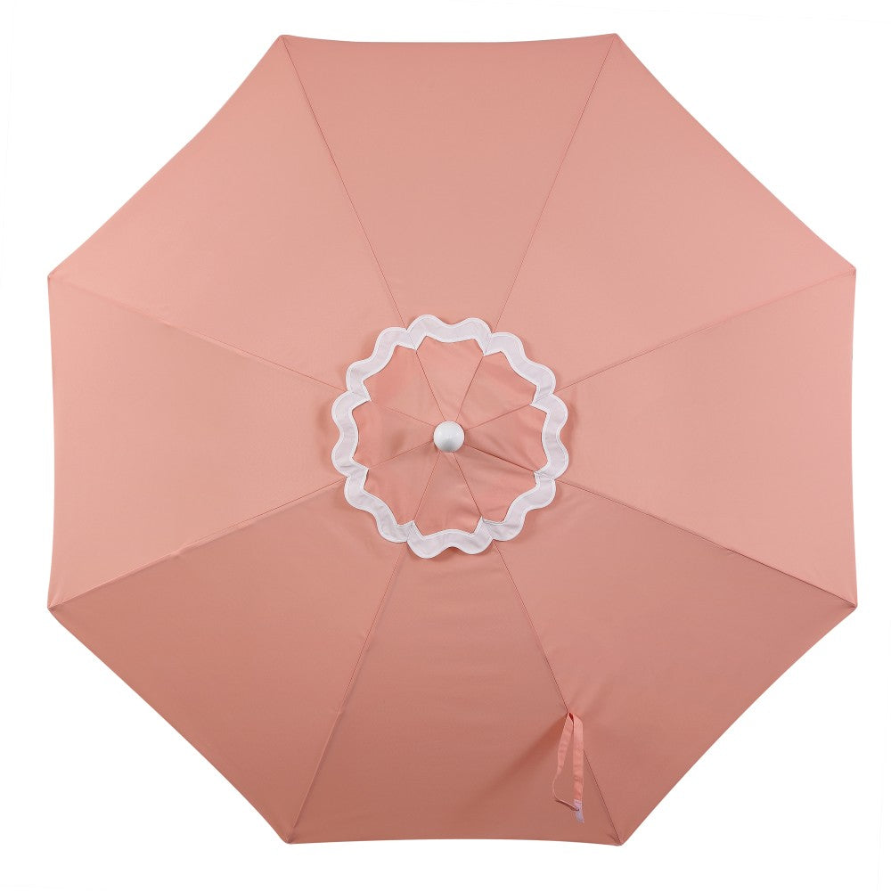 Aspen 8 ft. Classic Bohemian Scalloped Market Patio Umbrella with Auto-Tilt Crank Wind Vent and UV Protection