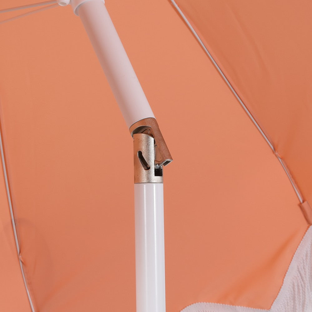 Recliner 8 ft. Classic Bohemian Fringe Pagoda Market Patio Umbrella with Auto-Tilt Crank Wind Vent and UV Protection