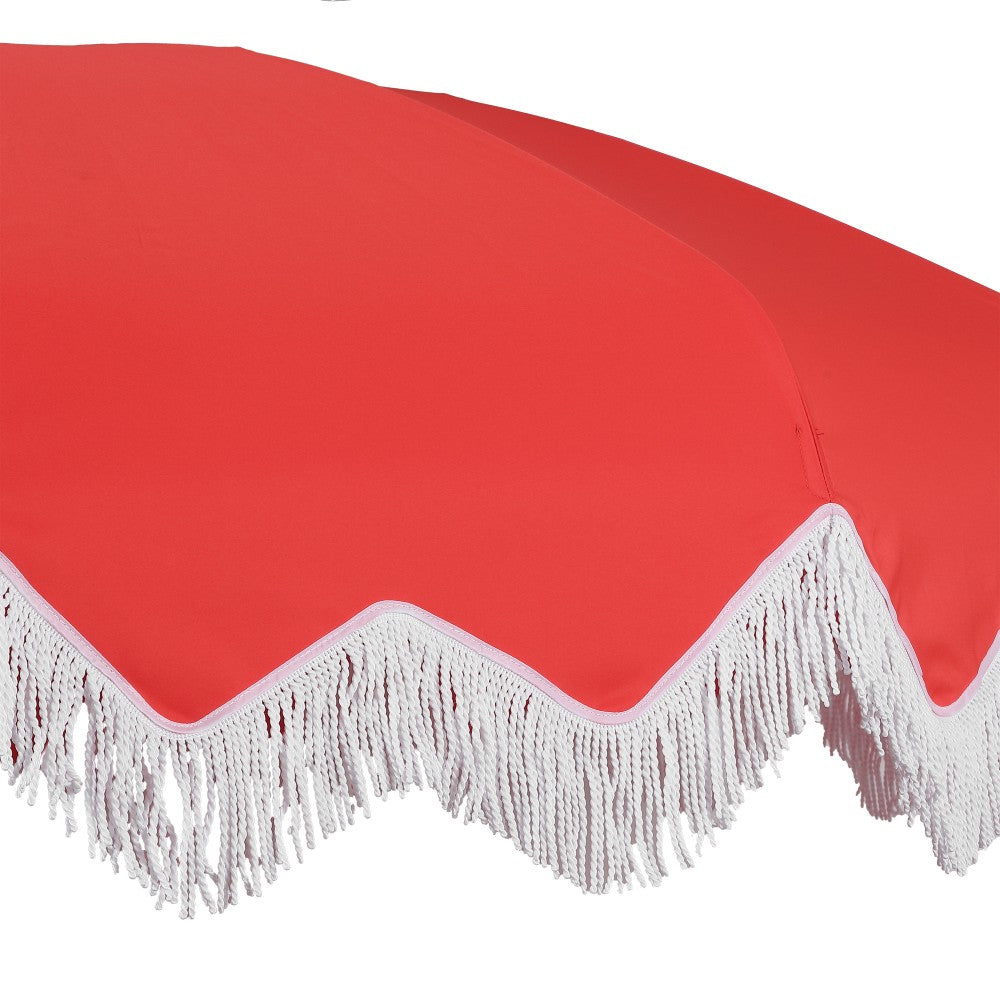 Recliner 8 ft. Classic Bohemian Fringe Pagoda Market Patio Umbrella with Auto-Tilt Crank Wind Vent and UV Protection