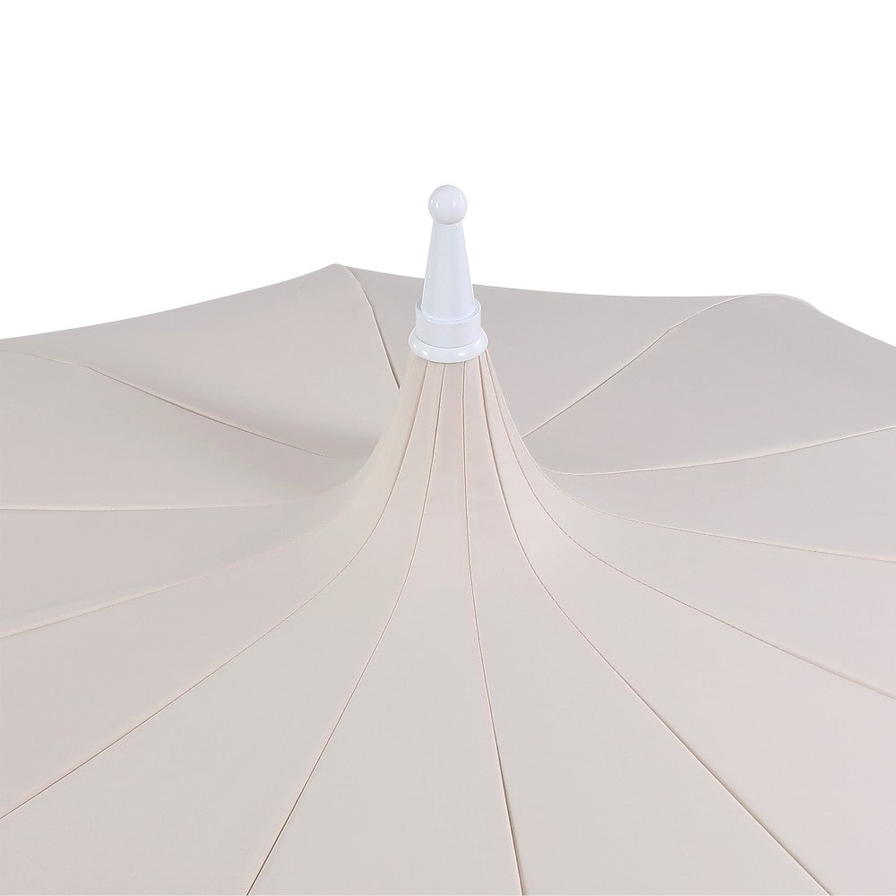 Maple 8 ft. Classic Coastal Scalloped Lotus Pagoda Market Patio Umbrella with Auto-Tilt Crank Wind Vent and UV Protection