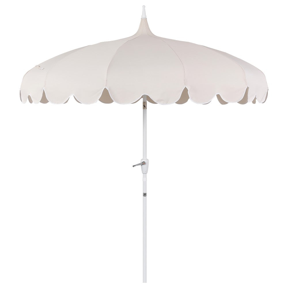 Maple 8 ft. Classic Coastal Scalloped Lotus Pagoda Market Patio Umbrella with Auto-Tilt Crank Wind Vent and UV Protection