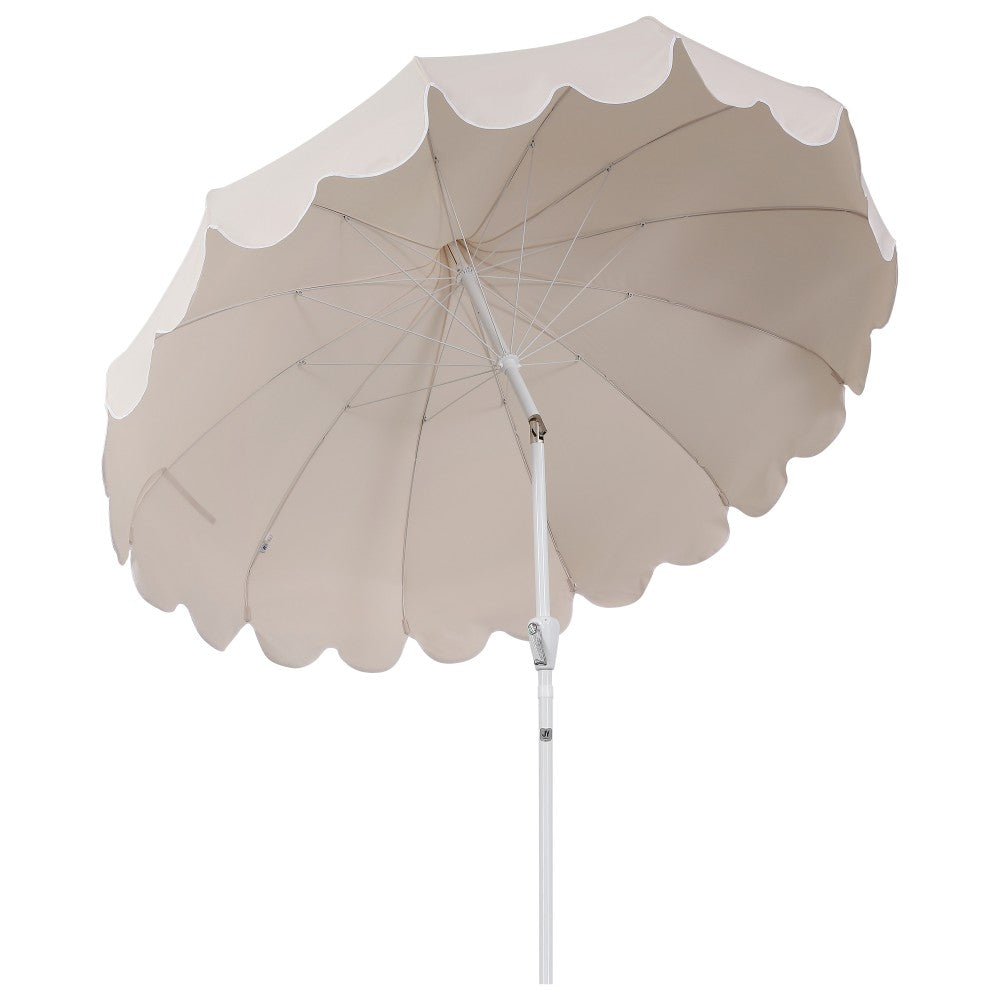 Maple 8 ft. Classic Coastal Scalloped Lotus Pagoda Market Patio Umbrella with Auto-Tilt Crank Wind Vent and UV Protection