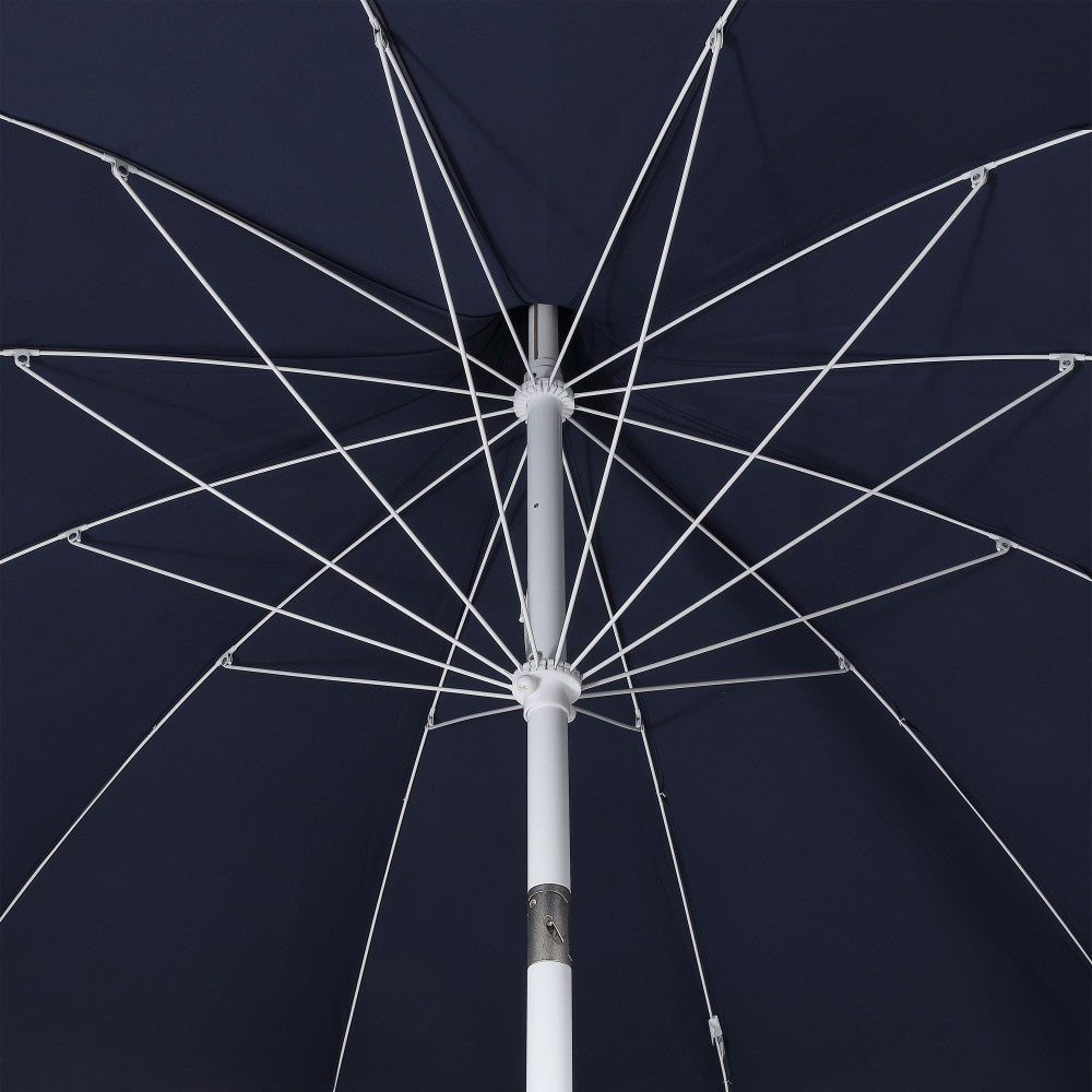 Maple 8 ft. Classic Coastal Scalloped Lotus Pagoda Market Patio Umbrella with Auto-Tilt Crank Wind Vent and UV Protection