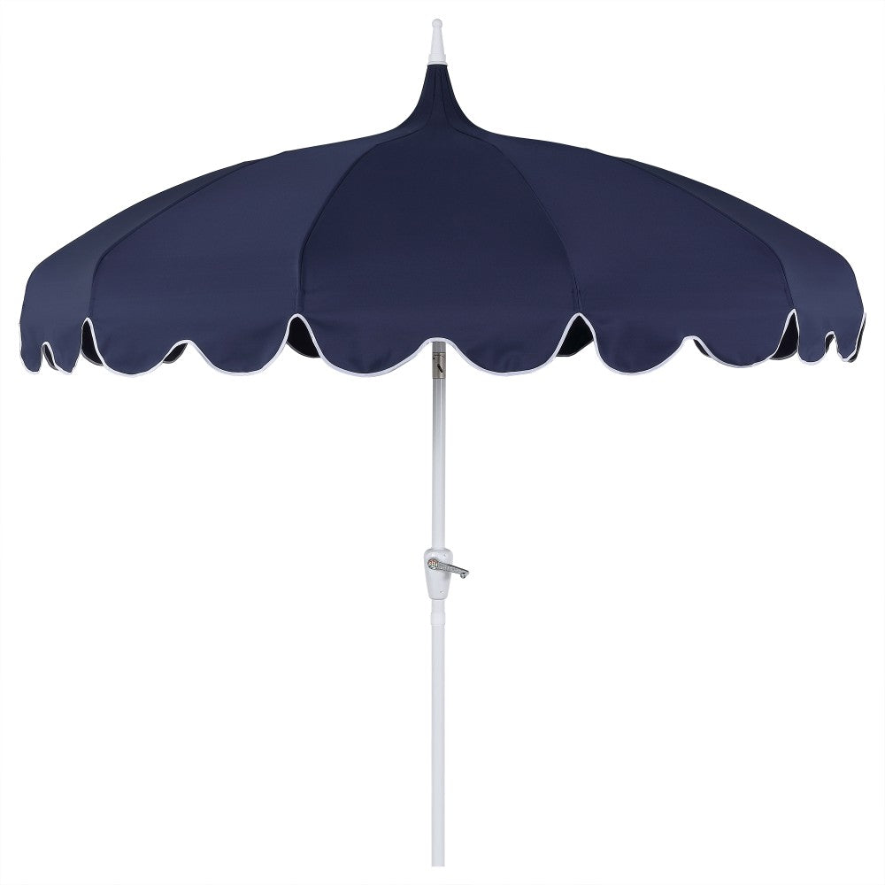 Maple 8 ft. Classic Coastal Scalloped Lotus Pagoda Market Patio Umbrella with Auto-Tilt Crank Wind Vent and UV Protection