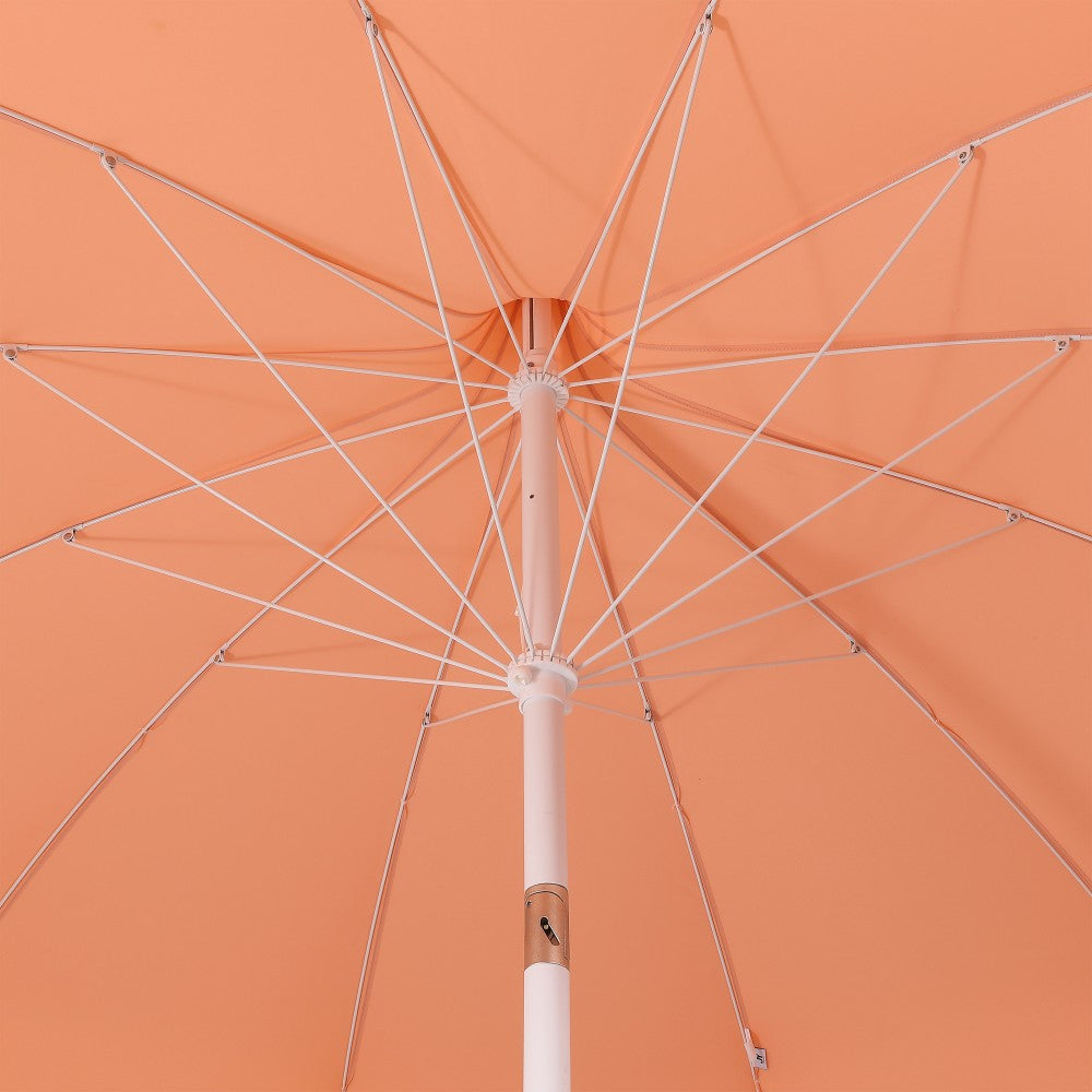 Maple 8 ft. Classic Coastal Scalloped Lotus Pagoda Market Patio Umbrella with Auto-Tilt Crank Wind Vent and UV Protection