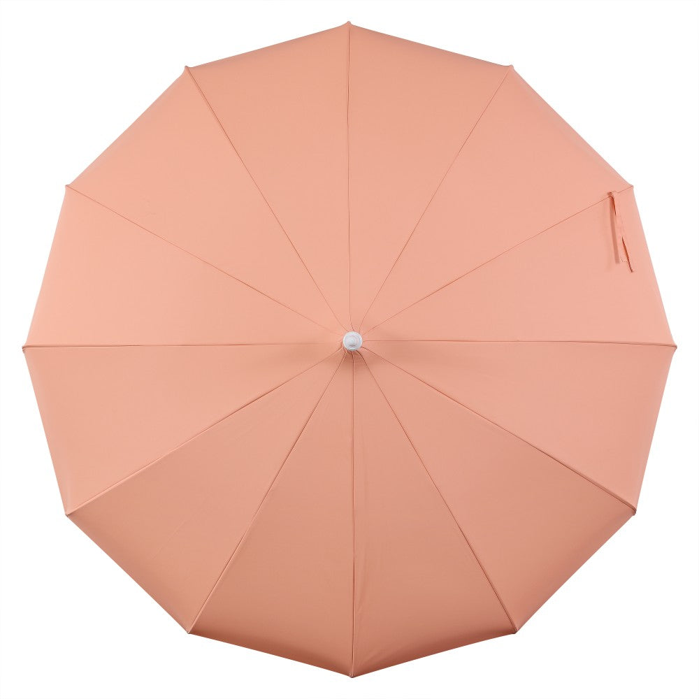 Maple 8 ft. Classic Coastal Scalloped Lotus Pagoda Market Patio Umbrella with Auto-Tilt Crank Wind Vent and UV Protection
