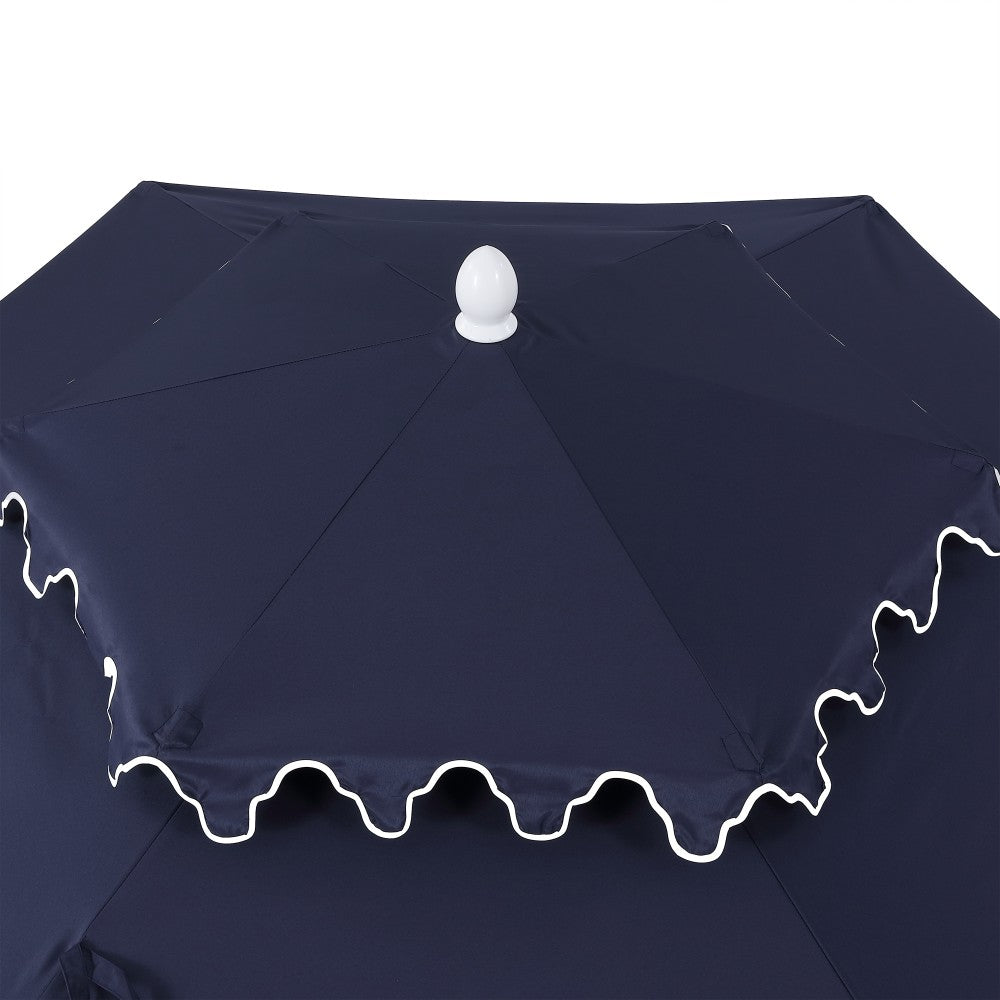 Mossbank 8.5 ft. Coastal Double-Tiered Castle Market Patio Umbrella with Auto-Tilt Crank Wind Vent and UV Protection