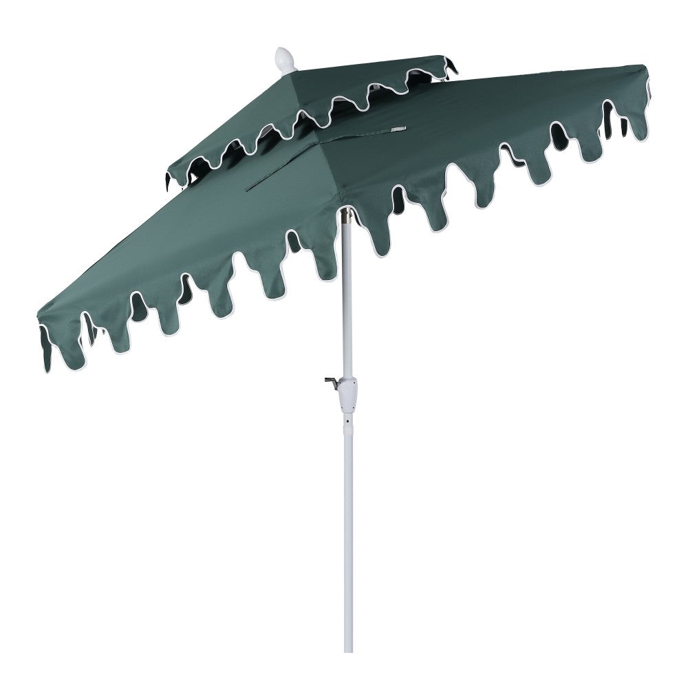 Mossbank 8.5 ft. Coastal Double-Tiered Castle Market Patio Umbrella with Auto-Tilt Crank Wind Vent and UV Protection