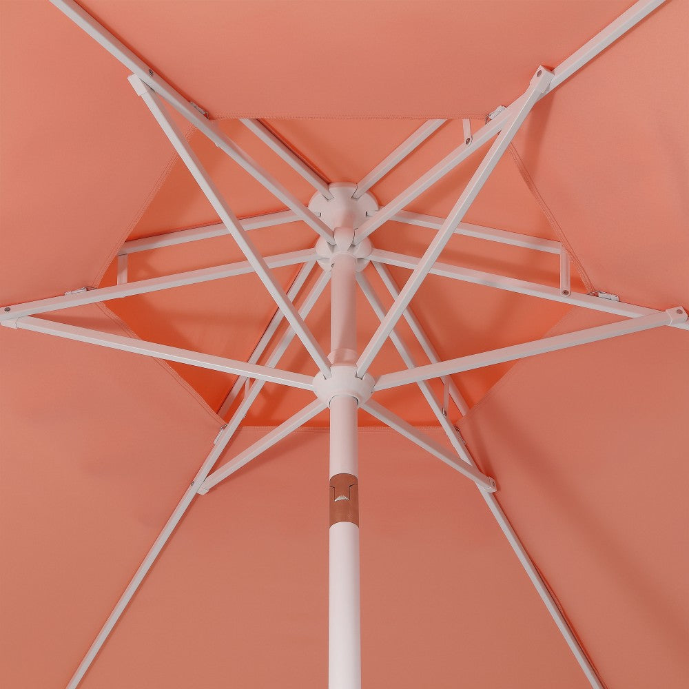Mossbank 8.5 ft. Coastal Double-Tiered Castle Market Patio Umbrella with Auto-Tilt Crank Wind Vent and UV Protection
