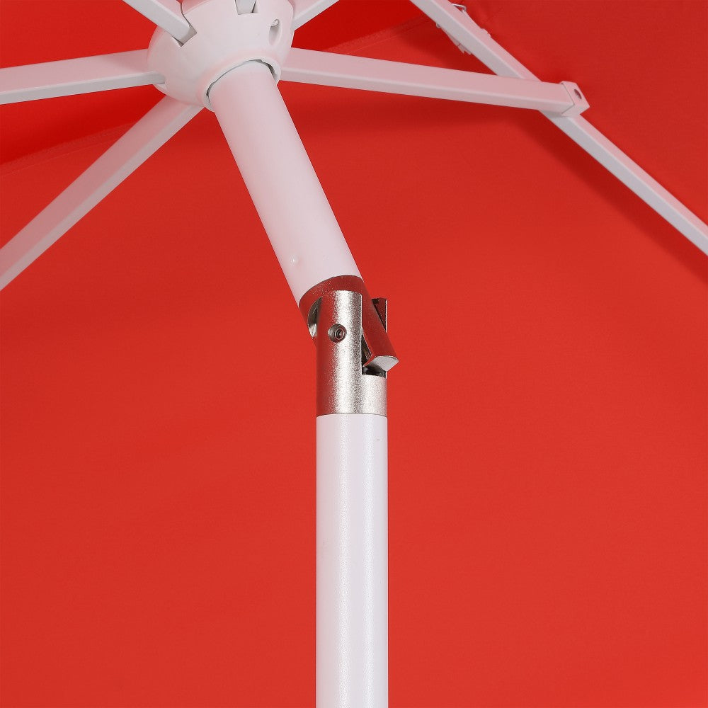 Mossbank 8.5 ft. Coastal Double-Tiered Castle Market Patio Umbrella with Auto-Tilt Crank Wind Vent and UV Protection