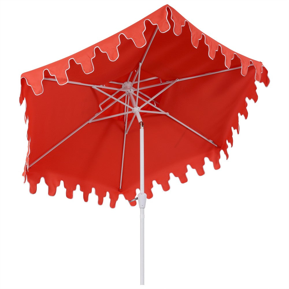 Mossbank 8.5 ft. Coastal Double-Tiered Castle Market Patio Umbrella with Auto-Tilt Crank Wind Vent and UV Protection