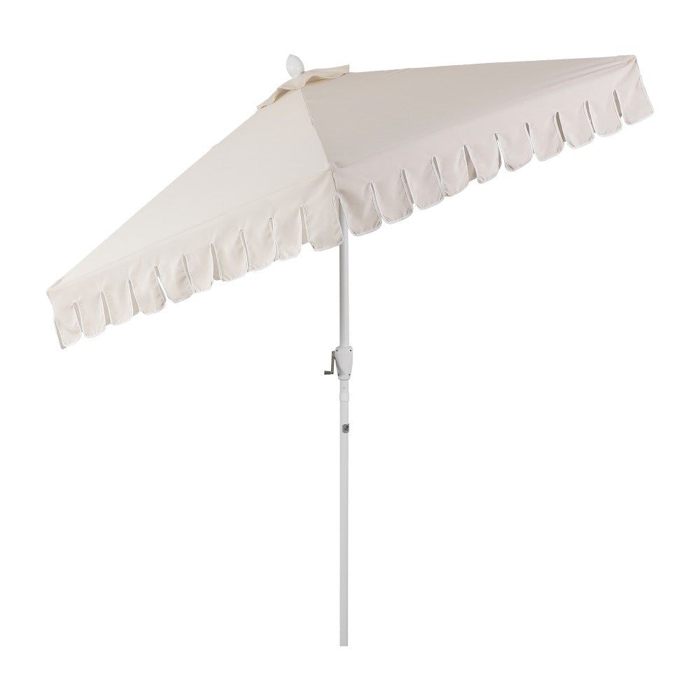 Riverstone 8.5 ft. Classic Castle Scalloped Market Patio Umbrella with Auto-Tilt Crank Wind Vent and UV Protection