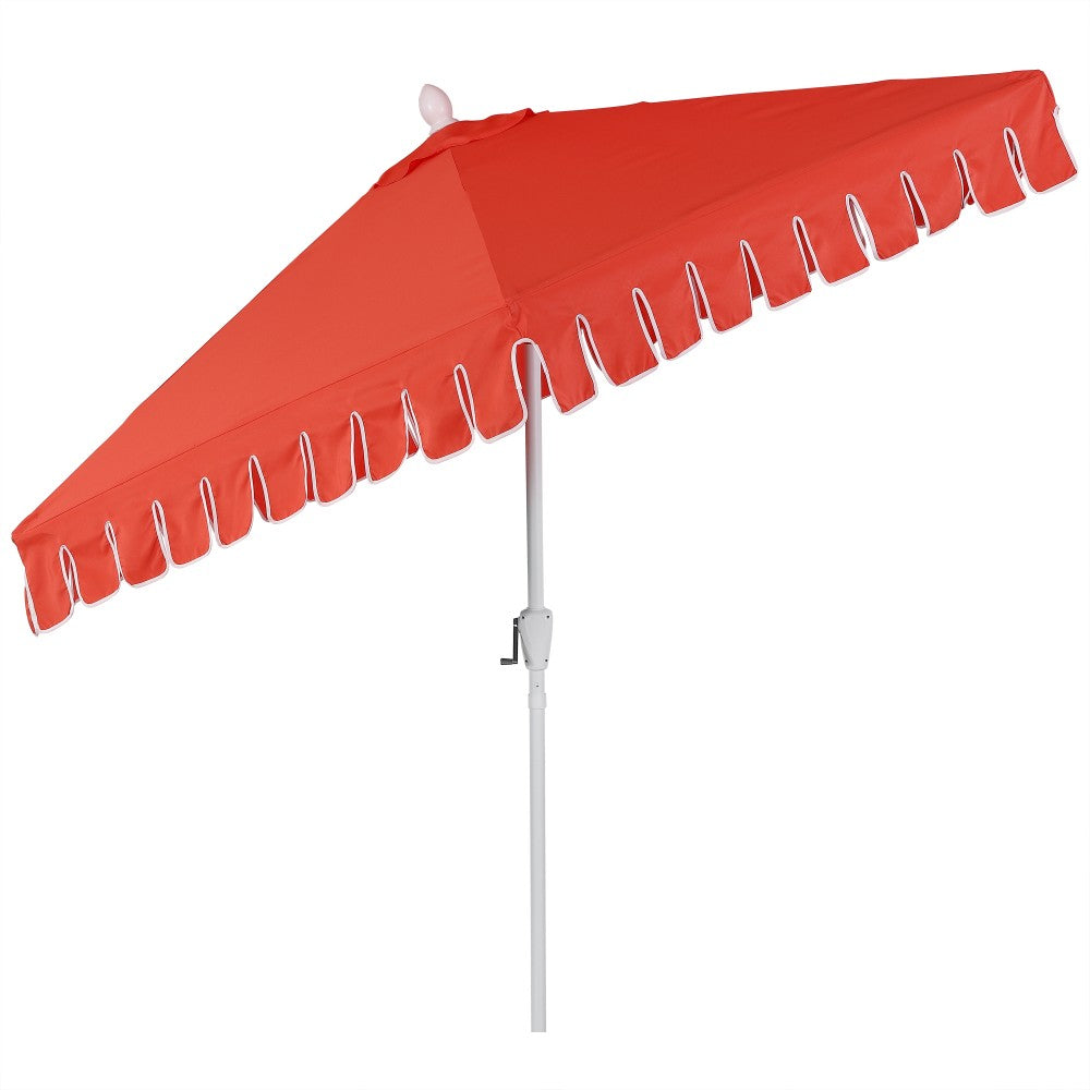 Riverstone 8.5 ft. Classic Castle Scalloped Market Patio Umbrella with Auto-Tilt Crank Wind Vent and UV Protection