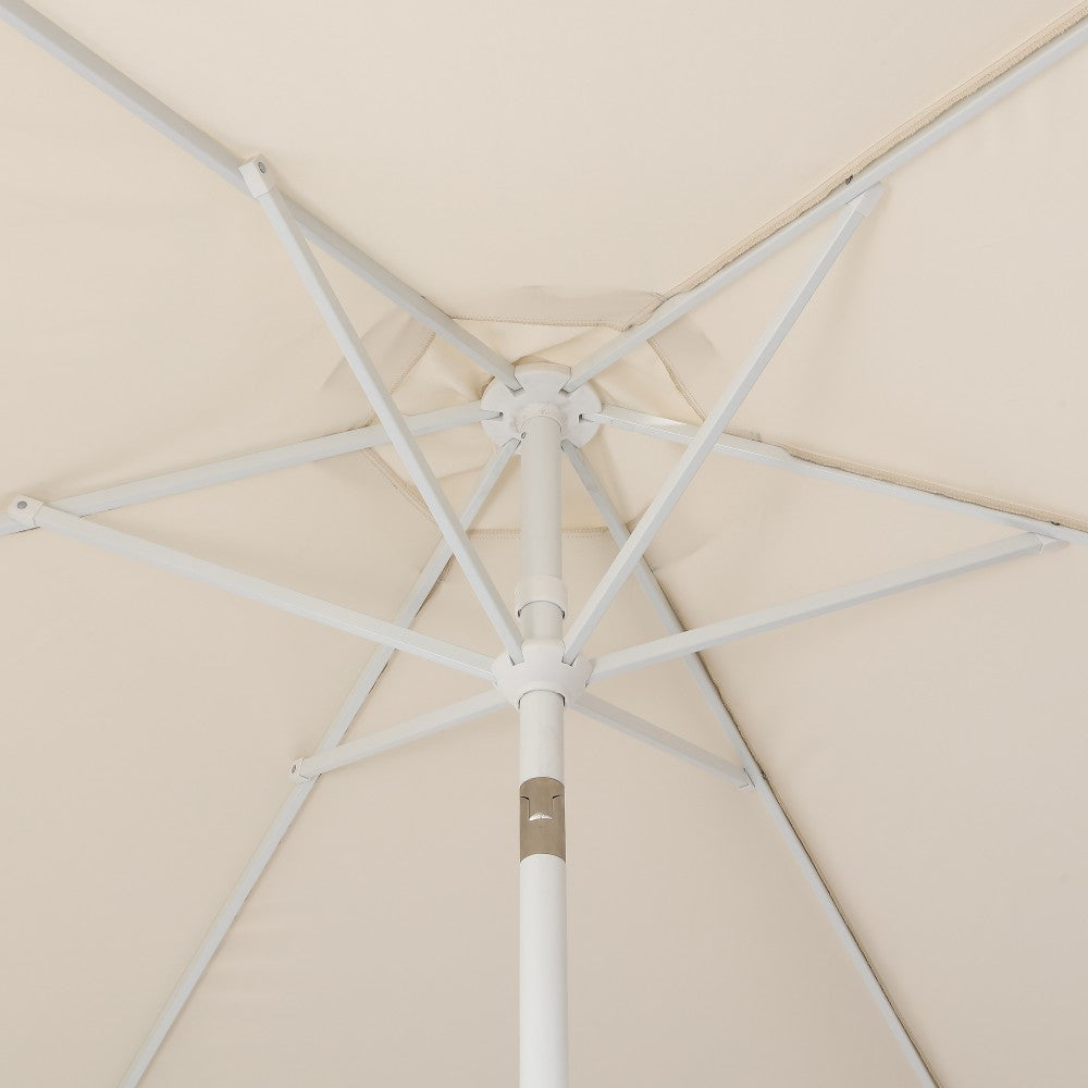 Oakhaven 9 ft. Bohemian Coastal Lotus Scallop Market Patio Umbrella with Auto-Tilt Crank Wind Vent and UV Protection