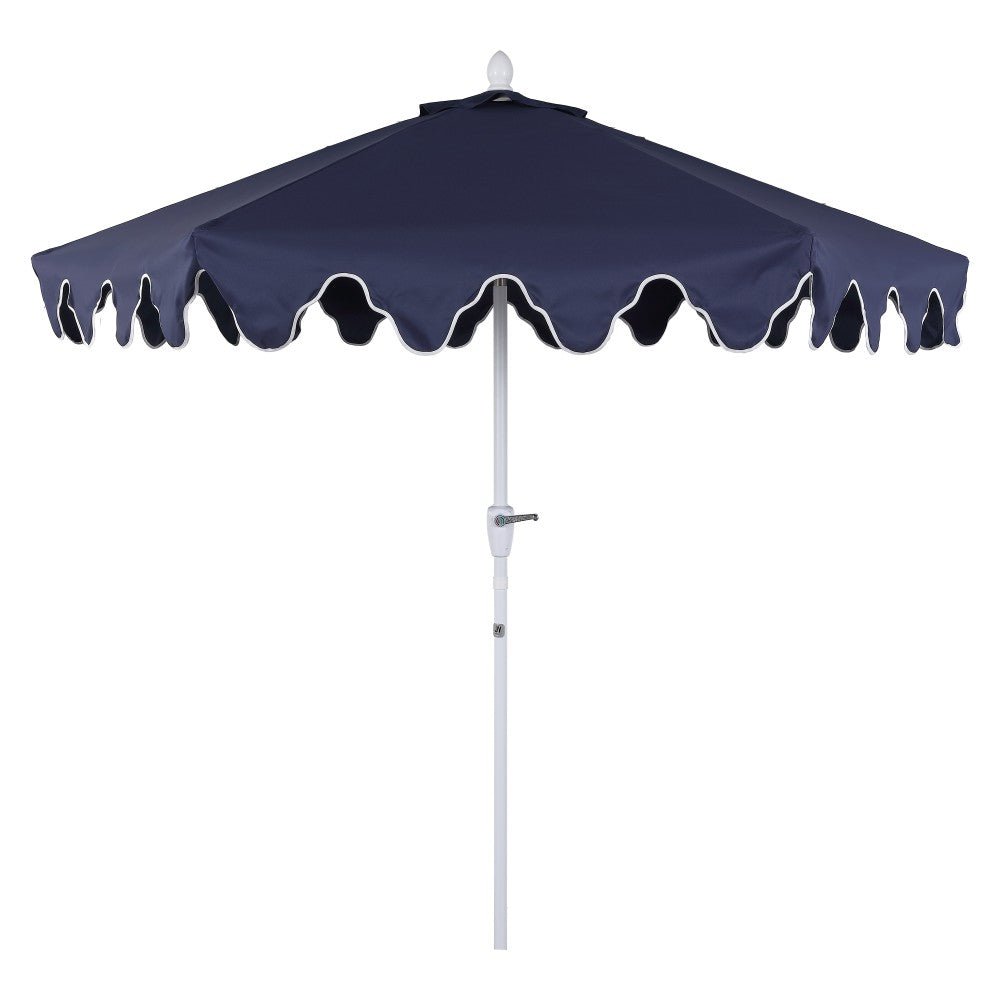 Oakhaven 9 ft. Bohemian Coastal Lotus Scallop Market Patio Umbrella with Auto-Tilt Crank Wind Vent and UV Protection