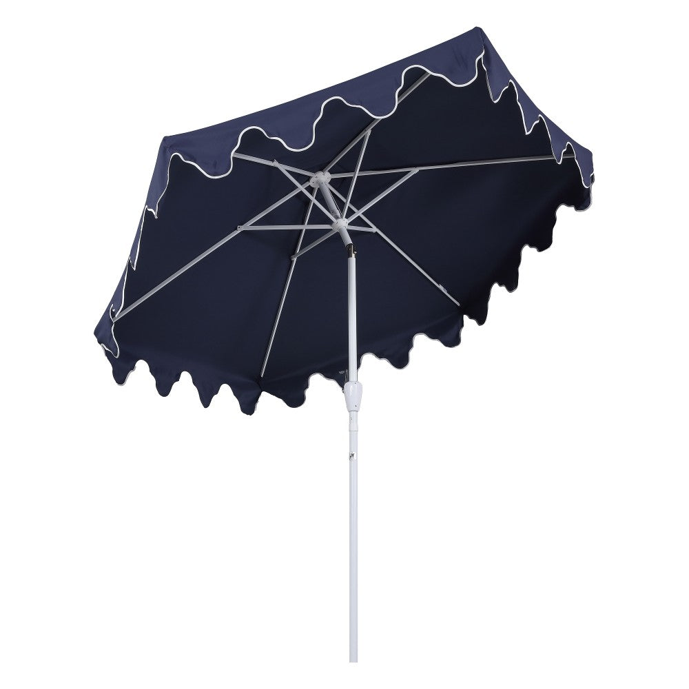 Oakhaven 9 ft. Bohemian Coastal Lotus Scallop Market Patio Umbrella with Auto-Tilt Crank Wind Vent and UV Protection