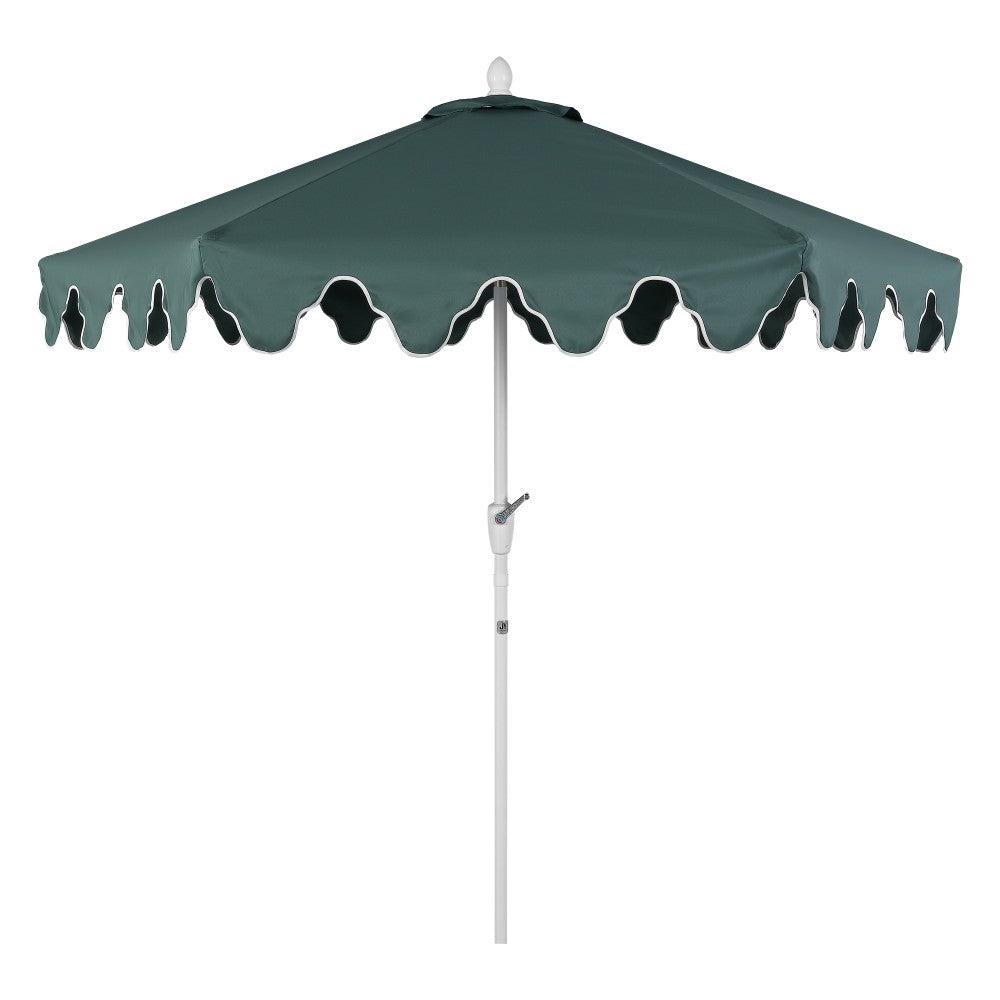 Oakhaven 9 ft. Bohemian Coastal Lotus Scallop Market Patio Umbrella with Auto-Tilt Crank Wind Vent and UV Protection